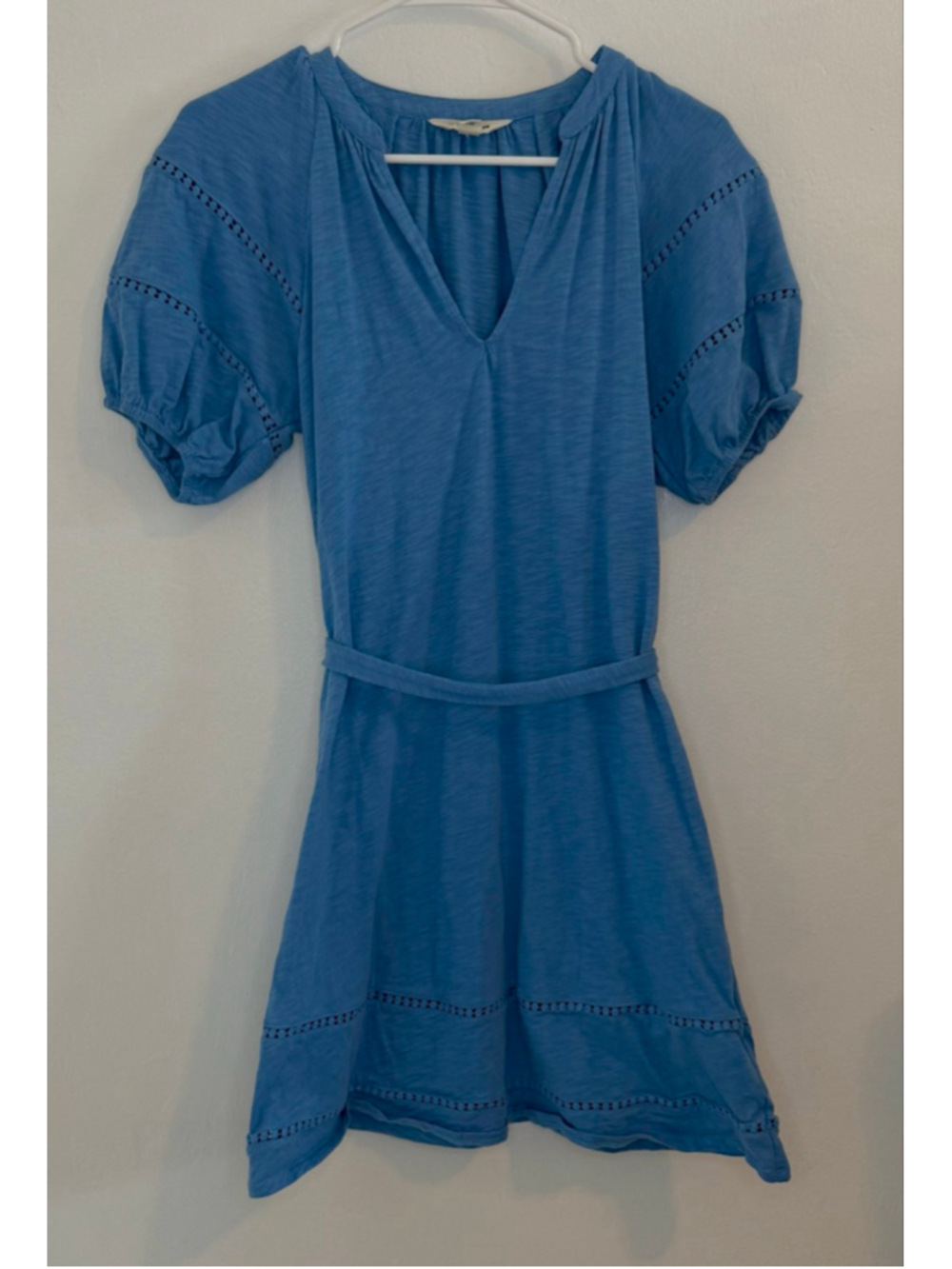 Boden Blue Mini Dress with Eyelet Details Size 6
